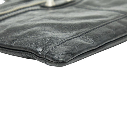 Balenciaga Classic Clip M Clutch Bag Pouch Black Leather Women's