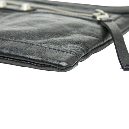 Balenciaga Classic Clip M Clutch Bag Pouch Black Leather Women's