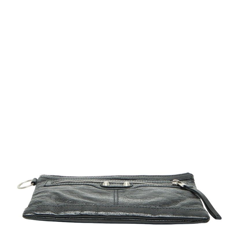 Balenciaga Classic Clip M Clutch Bag Pouch Black Leather Women's