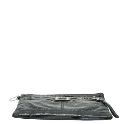 Balenciaga Classic Clip M Clutch Bag Pouch Black Leather Women's