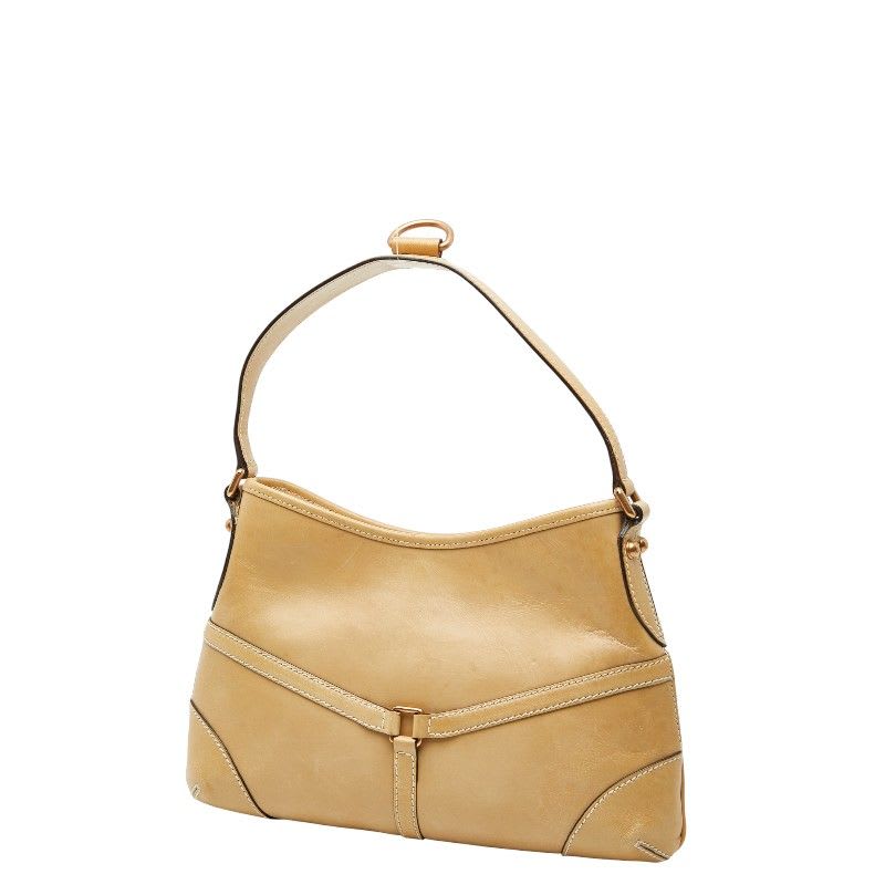 Gucci Interlocking G One Shoulder Bag Beige Leather Women's