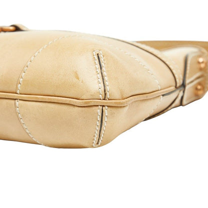 Gucci Interlocking G One Shoulder Bag Beige Leather Women's