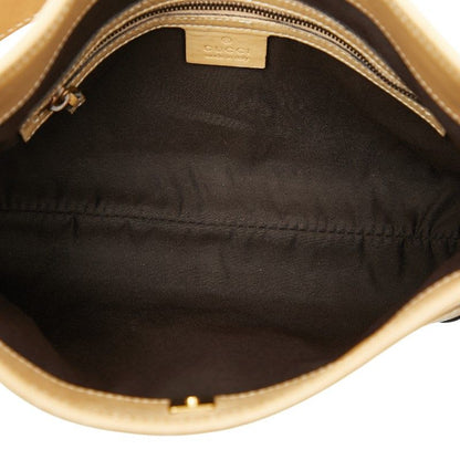 Gucci Interlocking G One Shoulder Bag Beige Leather Women's