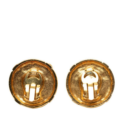 Chanel Gold Plated Earrings Fake Pearl Women's