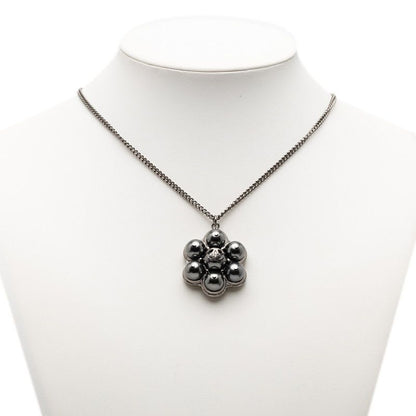 Chanel Cocomark Pendant Necklace Silver Metal