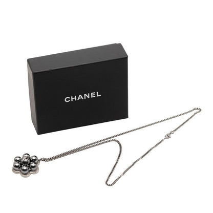 Chanel Cocomark Pendant Necklace Silver Metal