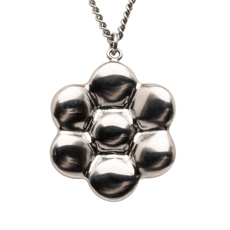 Chanel Cocomark Pendant Necklace Silver Metal