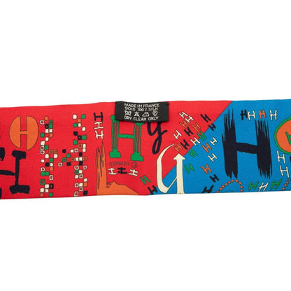Hermes Twilly 1001 H Thousand And One Red Blue Multicolor Silk
