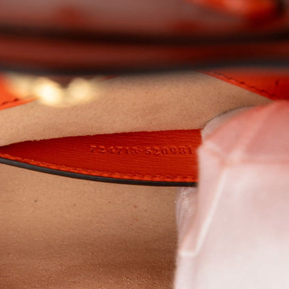 Gucci Horsebid Chain Shoulder Bag Orange Leather Women's