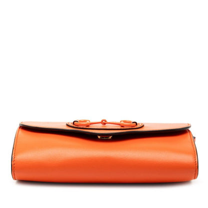 Gucci Horsebid Chain Shoulder Bag Orange Leather Women's