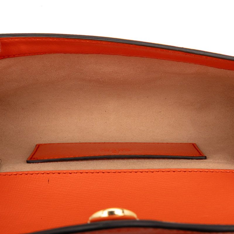 Gucci Horsebid Chain Shoulder Bag Orange Leather Women's