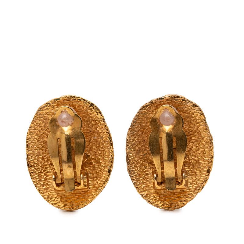Chanel Cocomark Earrings Braided Gold Plated Women's