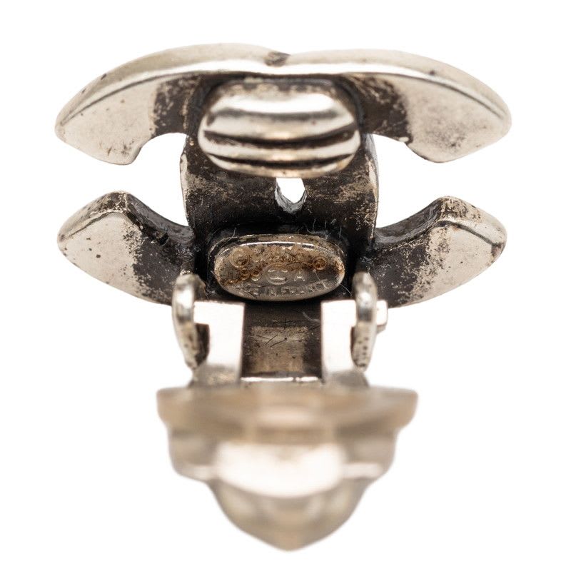 Chanel Cocomark Earrings Silver Metal Ladies