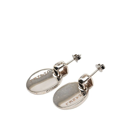 Chanel Logo Oval Stud Earrings Sv925 Silver Women's Chanel