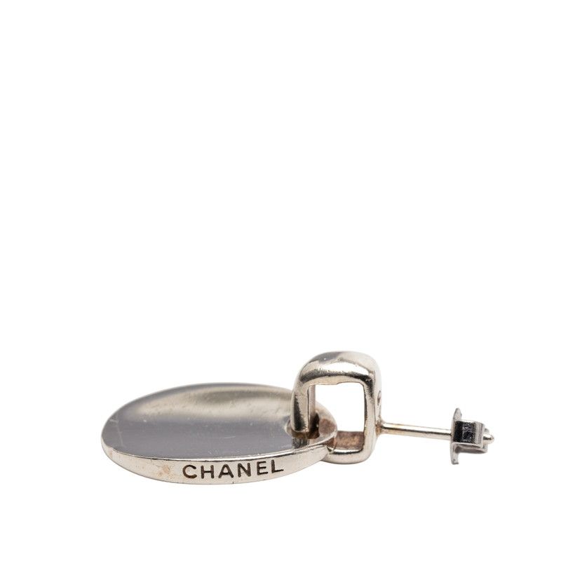 Chanel Logo Oval Stud Earrings Sv925 Silver Women's Chanel