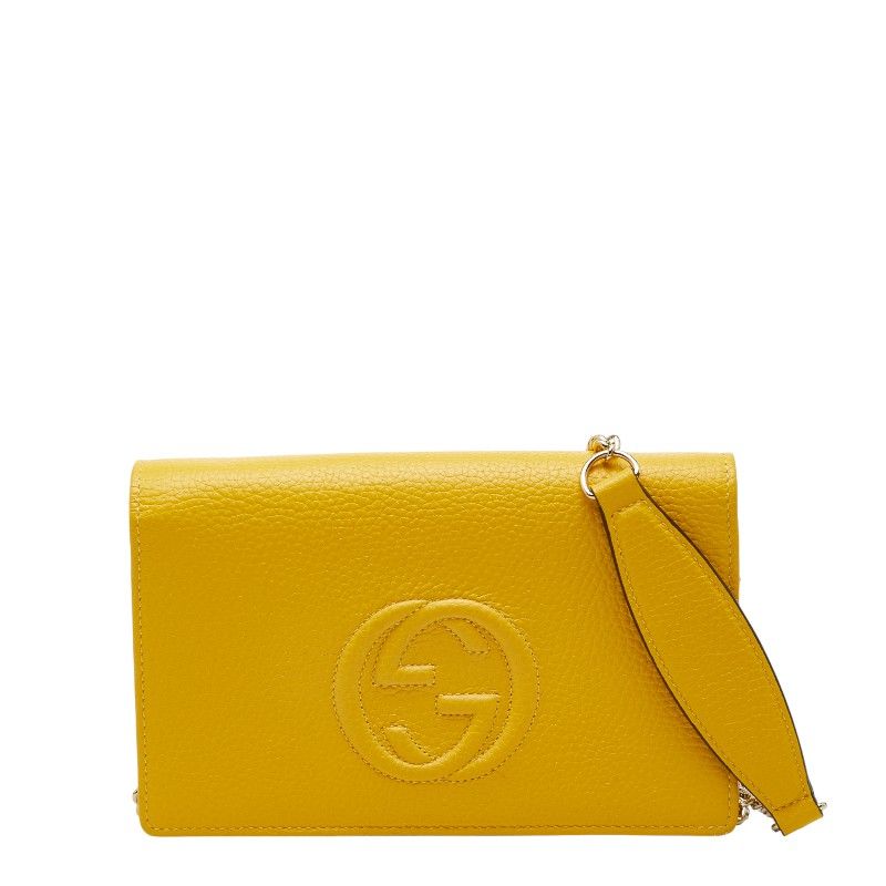 Gucci Soho Chain Wallet Long Wallet 598211 Yellow Leather Women's Gucci