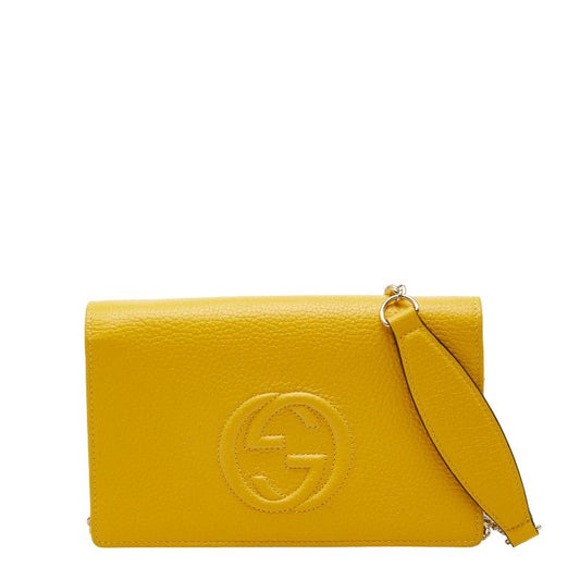 Gucci Soho Chain Wallet Long Wallet 598211 Yellow Leather Women's Gucci