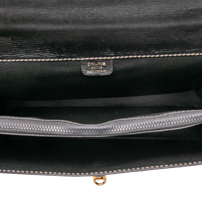 Celine Logo Black Leather Women's