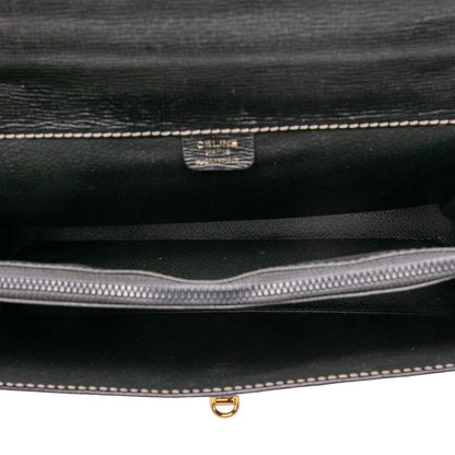 Celine Logo Black Leather Women's