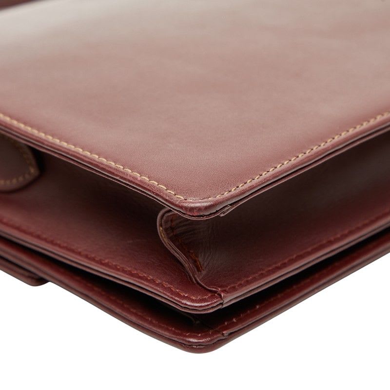 Cartier Crossbody Shoulder Bag Wine Red Bordeaux Leather Ladies