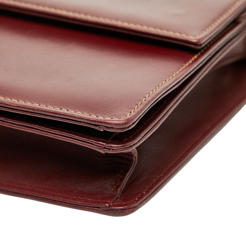 Cartier Crossbody Shoulder Bag Wine Red Bordeaux Leather Ladies