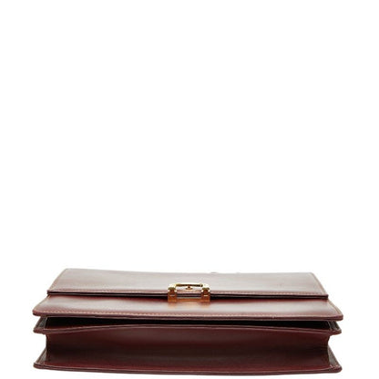 Cartier Crossbody Shoulder Bag Wine Red Bordeaux Leather Ladies