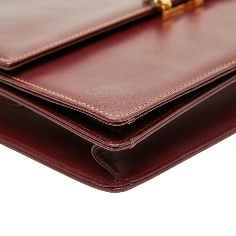 Cartier Crossbody Shoulder Bag Wine Red Bordeaux Leather Ladies