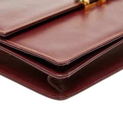 Cartier Crossbody Shoulder Bag Wine Red Bordeaux Leather Ladies