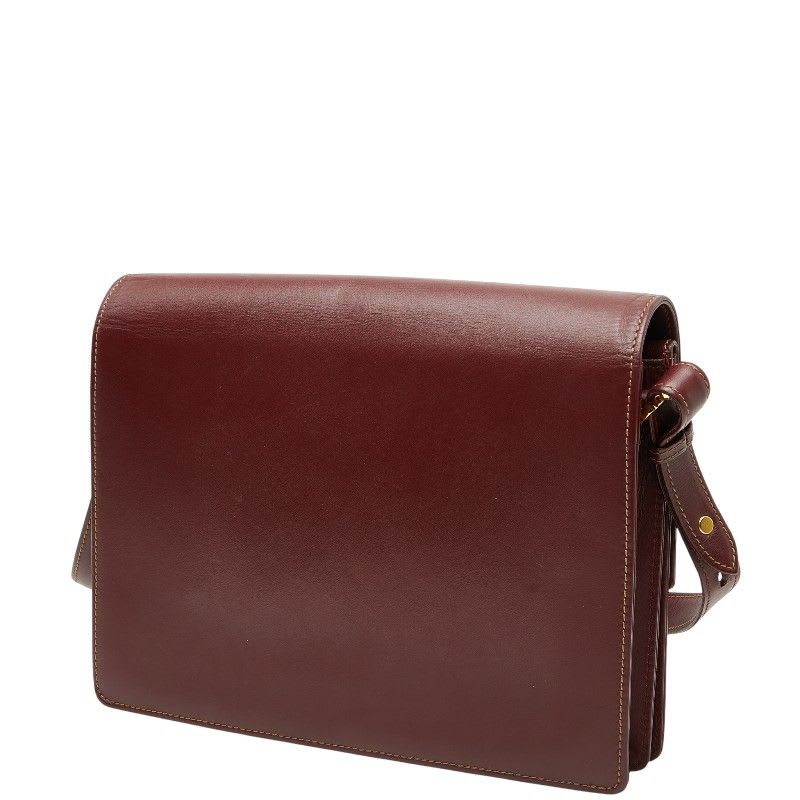 Cartier Crossbody Shoulder Bag Wine Red Bordeaux Leather Ladies