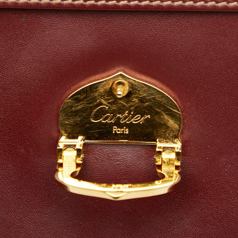 Cartier Crossbody Shoulder Bag Wine Red Bordeaux Leather Ladies