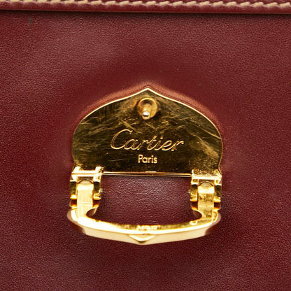 Cartier Crossbody Shoulder Bag Wine Red Bordeaux Leather Ladies