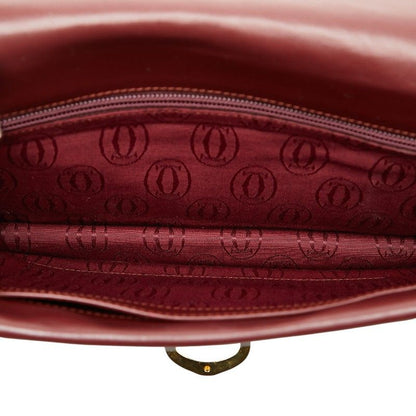 Cartier Crossbody Shoulder Bag Wine Red Bordeaux Leather Ladies