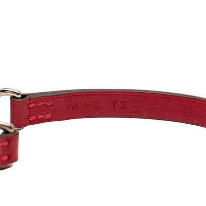 Hermes Etlier Double Tour Red Silver Leather Metal Women's
