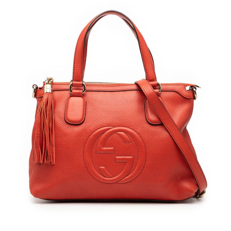 Gucci Interlocking G Soho Handbag Shoulder Bag 2WAY 308362 Orange Leather