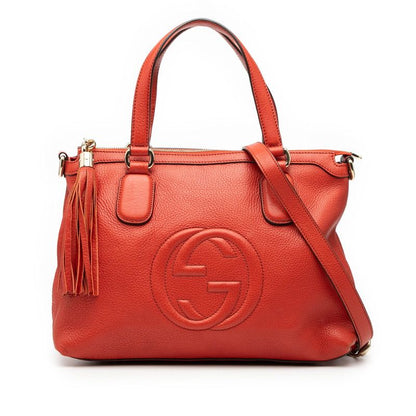 Gucci Interlocking G Soho Handbag Shoulder Bag 2WAY 308362 Orange Leather