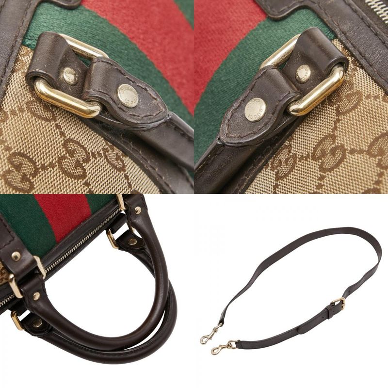 Gucci GG Canvas Sherry Line Mini Boston Bag Shoulder Bag 2WAY 247205 Beige