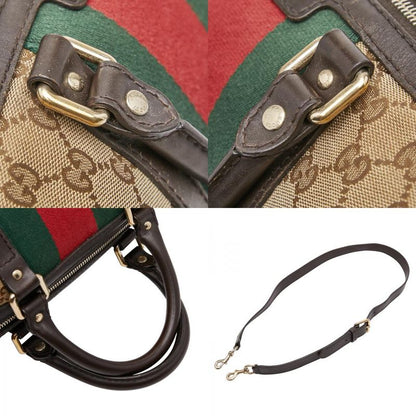 Gucci GG Canvas Sherry Line Mini Boston Bag Shoulder Bag 2WAY 247205 Beige