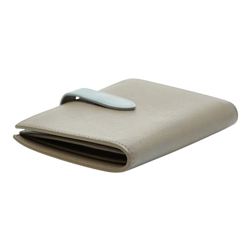 Celine Medium Strap Wallet Beige Blue Leather Women's