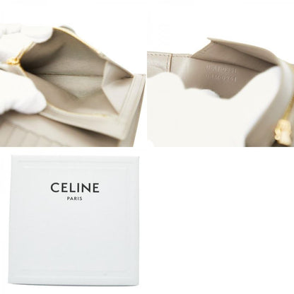 Celine Medium Strap Wallet Beige Blue Leather Women's
