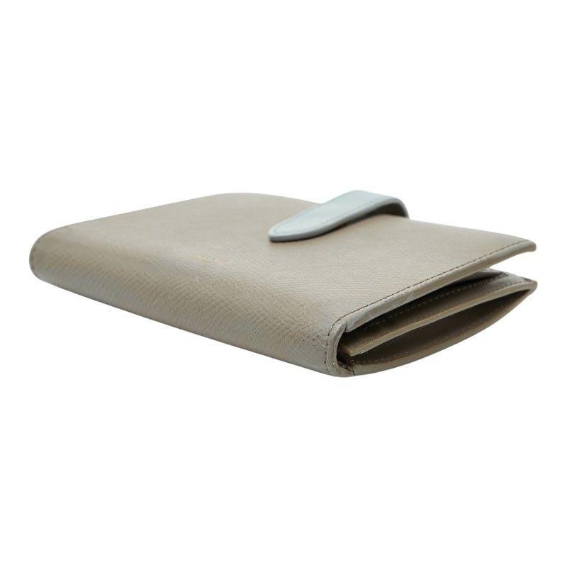 Celine Medium Strap Wallet Beige Blue Leather Women's