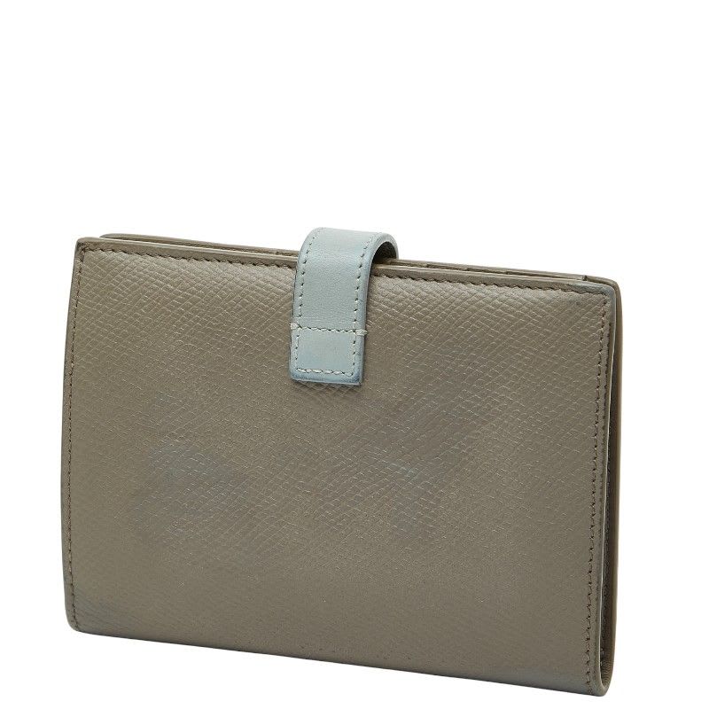 Celine Medium Strap Wallet Beige Blue Leather Women's