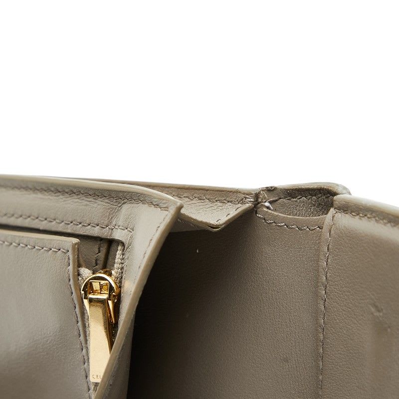 Celine Medium Strap Wallet Beige Blue Leather Women's