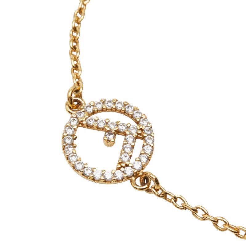 Fendi Fs Gold Plated Rhinestone Womens