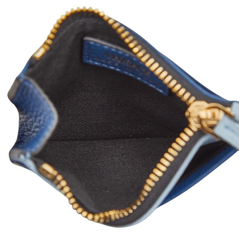 Versace Virtus Card Case Coin Case Blue Leather Ladies Versace