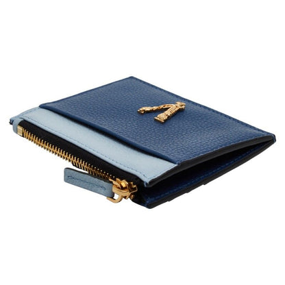 Versace Virtus Card Case Coin Case Blue Leather Ladies Versace