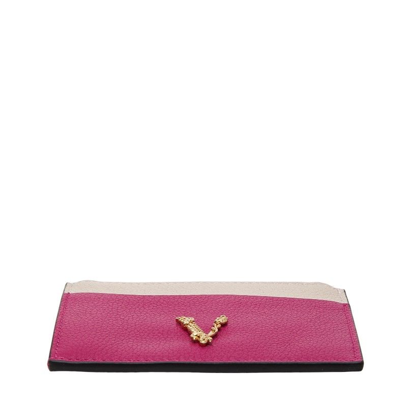 Versace Virtus Card Case Coin Case Pink Leather Ladies Versace