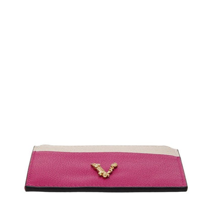 Versace Virtus Card Case Coin Case Pink Leather Ladies Versace