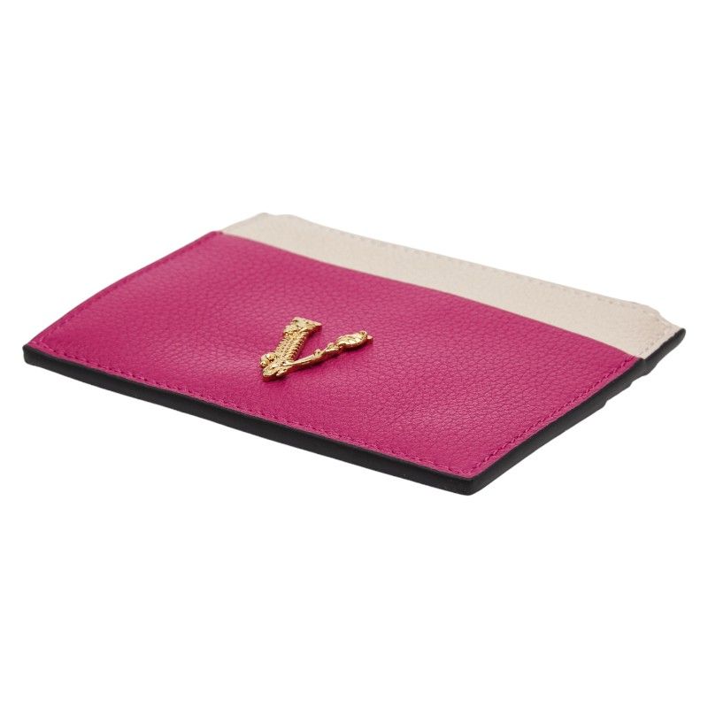 Versace Virtus Card Case Coin Case Pink Leather Ladies Versace