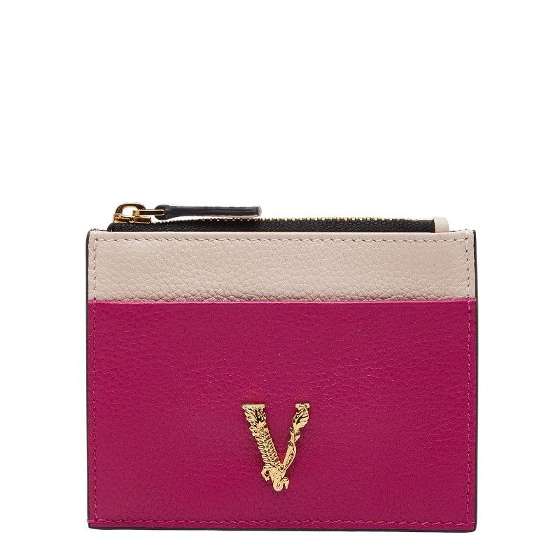 Versace Virtus Card Case Coin Case Pink Leather Ladies Versace