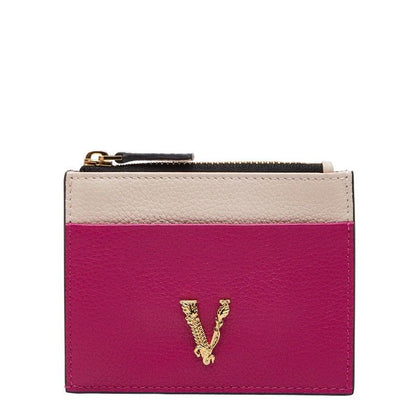 Versace Virtus Card Case Coin Case Pink Leather Ladies Versace